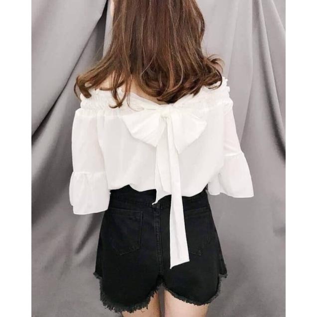 ÁO KIỂU CỘT NƠ GIỮA TRẮNG TINH KHÔI MẶC ĐƯỢC HAI KIỂU B2 [Hàng Siêu Cấp] | BigBuy360 - bigbuy360.vn