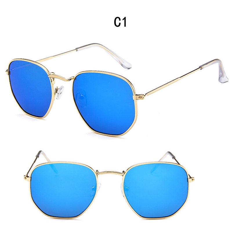 Kính mát gọng kim loại vuông tráng gương cho nam và nữ