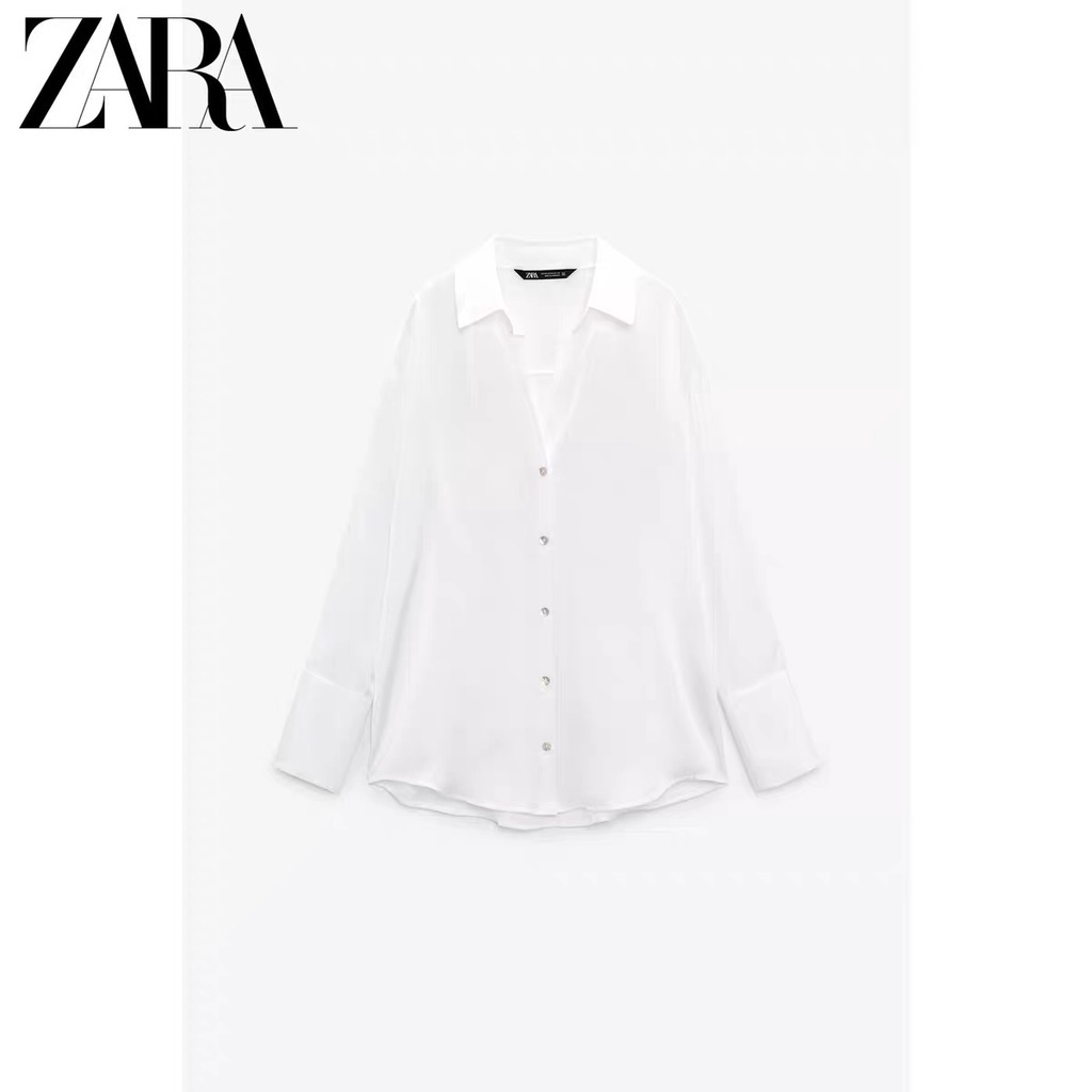 ZARA Áo Sơ Mi Vải Satin Kiểu Mới Thời Trang Mùa Thu Cho Nữ 8741256 656