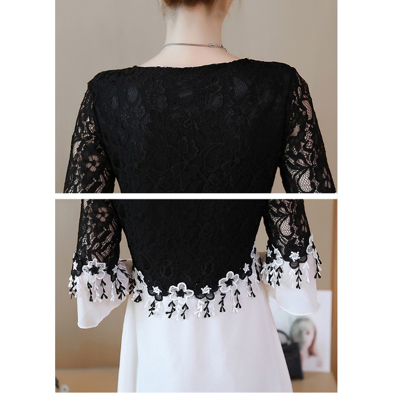Đầm Nữ Vải Chiffon Đen Trắng | BigBuy360 - bigbuy360.vn