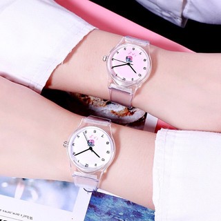Đồng hồ nữ Ulzzang trái dâu Nhật Bản dây trong suốt dễ thương