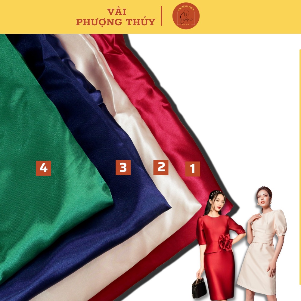 Vải Gấm Tafta PHƯỢNG THÚY Dày Dặn, Giữ Phom Dáng Chuẩn, Vải May Đầm, Váy Trang Phục Cưới
