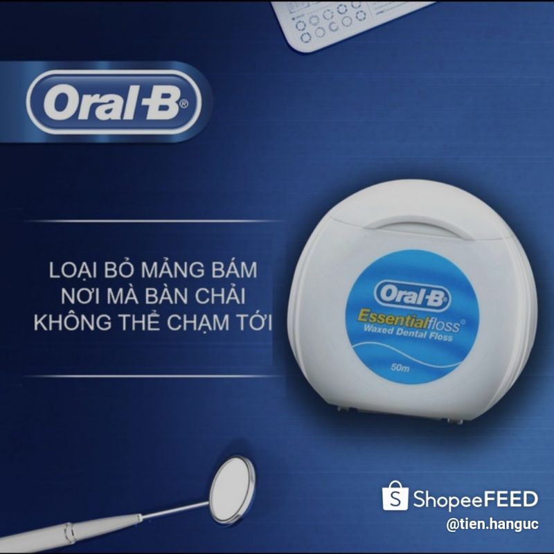 Set 2 chỉ nha khoa Oral-B Essential Floss 50m*2