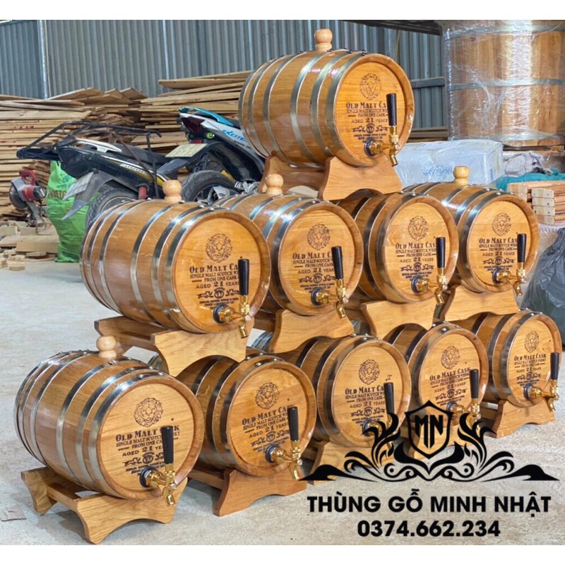 Thùng ngâm rượu gỗ sồi, thùng ủ rượu gỗ sồi 10 Lit