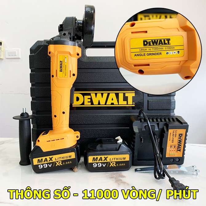 Máy mài pin DEWALT 99V không chổi than - Máy cắt sắt dùng Pin Dewatl 99V - 2 PIN 10 CELL