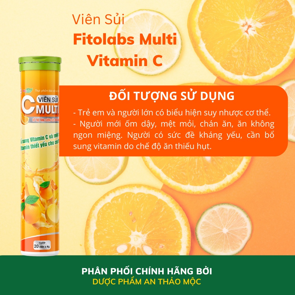 Viên sủi Fitolabs Multi vitamin c bổ sung vitamin thiết yếu tăng cường sức đề kháng bảo vệ sức khỏe cho cơ thể