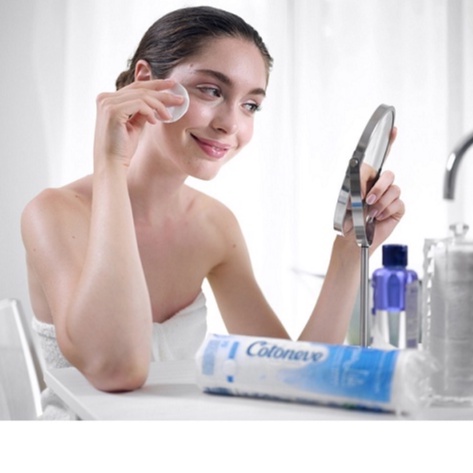 Cotoneve Combo 2 Bông tẩy trang may viền dập nổi AQUA LIFE  CT002 + BTT CT001