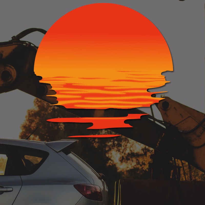 Vỏ Bọc Trang Trí Cửa Sổ Xe Hơi Bằng Vinyl Hình Cây Cọ Và Hoàng Hôn