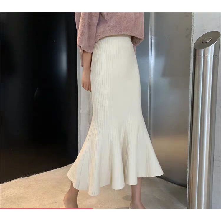 Chân váy dệt kim đuôi cá eo cao thời trang thu đông mới 2021