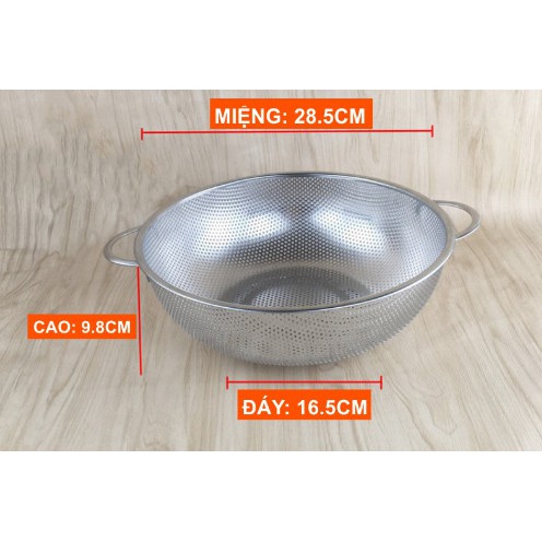 Rổ Inox rửa rau, củ, trái cây (loại có tai/không tai) 28.5cm