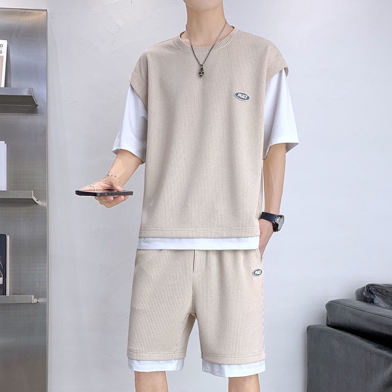Set Áo Thun Ngắn Tay + Quần Short Thời Trang Nam Hàn Quốc