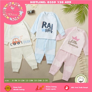 Xả lẻ size bộ nỉ thu đông cho bé mẫu cài vai chính hãng Moon@ - vải nỉ đẹp - size 6-9 tháng