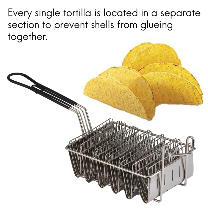 Rổ Chiên Taco 6 Ngăn Có Tay Cầm Và Giá Đỡ Tiện Dụng
