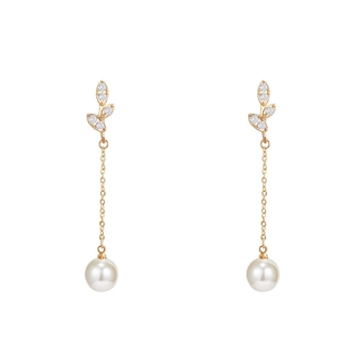 Korea Dongdaemun Simple Long Pearl Stud Earrings