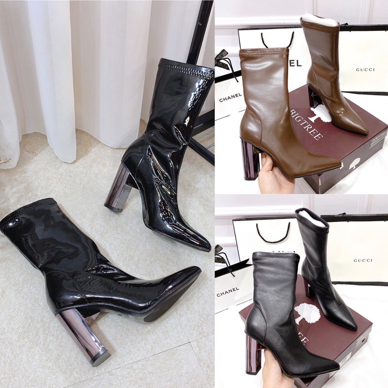 Bốt boot lửng bigtree gót gương fullbox hàng quảng châu cao cấp