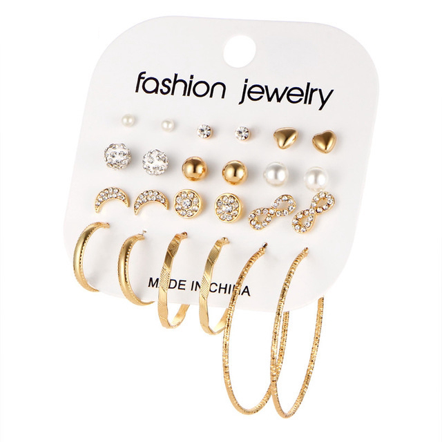 Bộ Khuyên Tai Nữ Bằng Kim Loại Tạo Hình Độc Đáo
