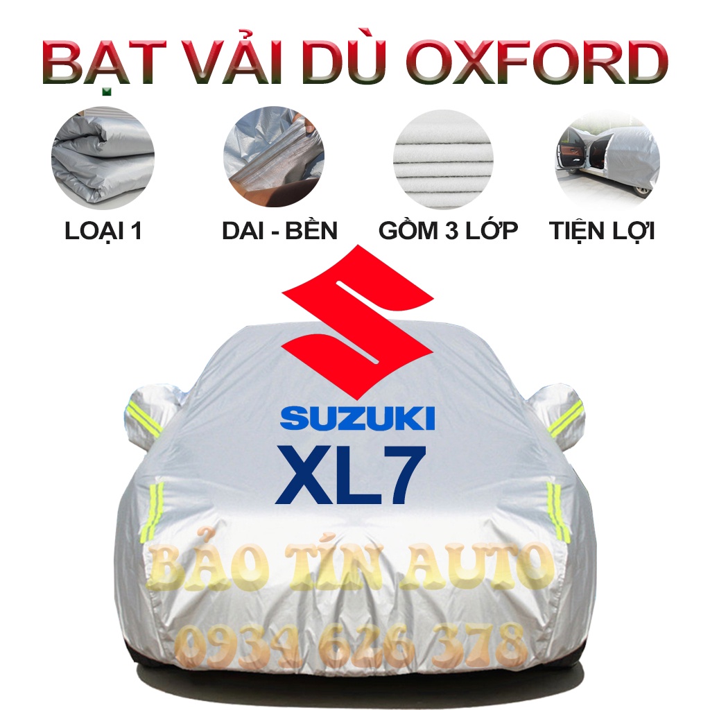 [LOẠI 1] Bạt che kín bảo vệ xe ô tô Suzuki XL7 tráng bạc 3 lớp vải dù Oxford , bạt phủ trùm bảo vệ xe ô tô, áo chùm oto