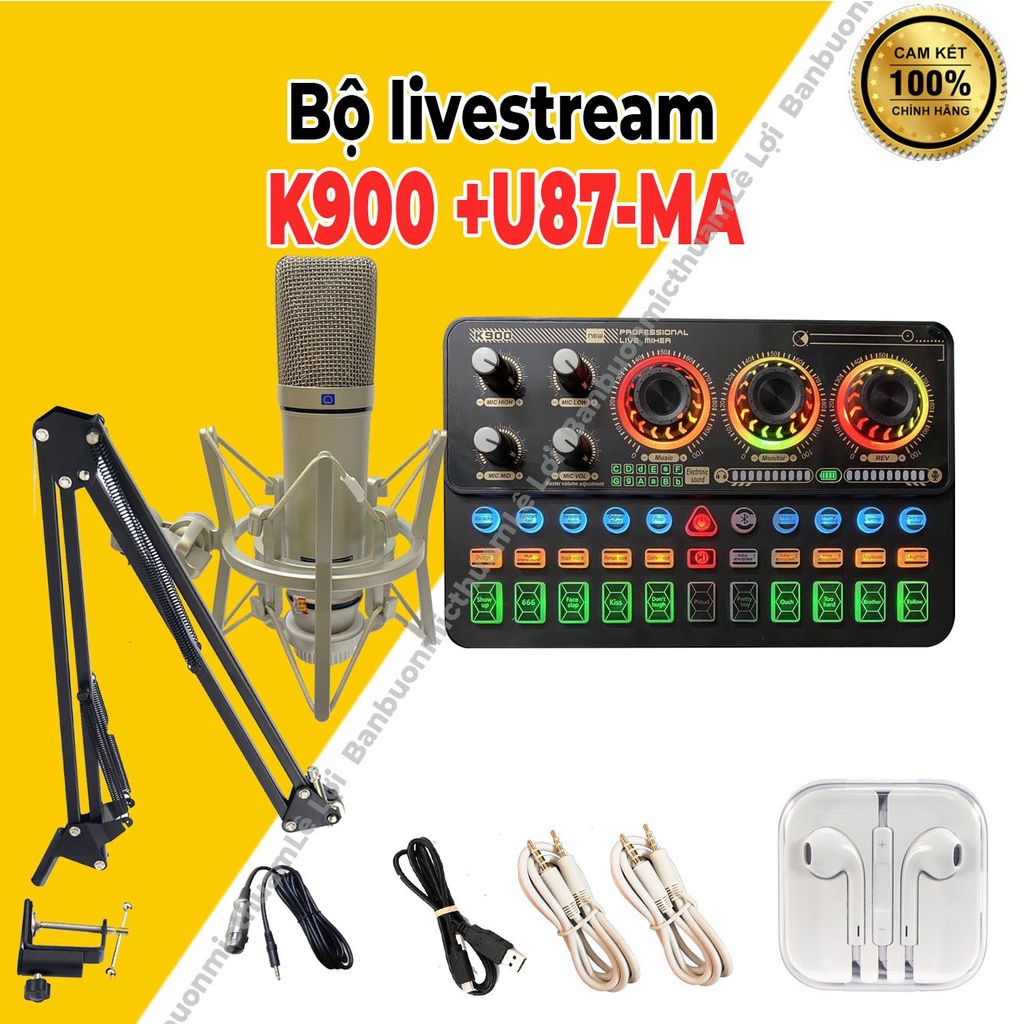 Bộ live stream sound card k900 + micro U87_Ma nhiều hiệu ứng hay bảo hành 12 tháng