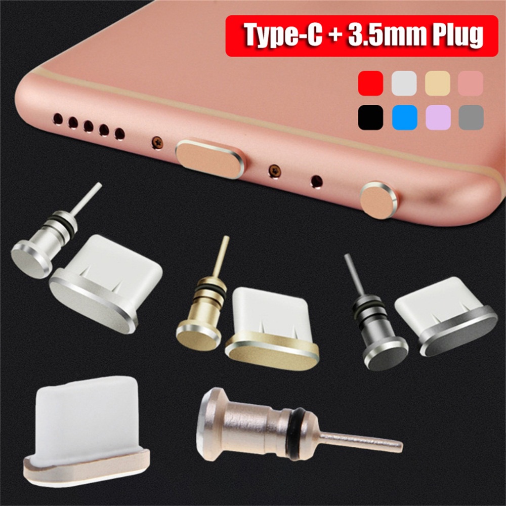 Cặp nút bịt cổng sạc USB C 3.5mm bằng kim loại chống bụi cho tai nghe Samsung S10