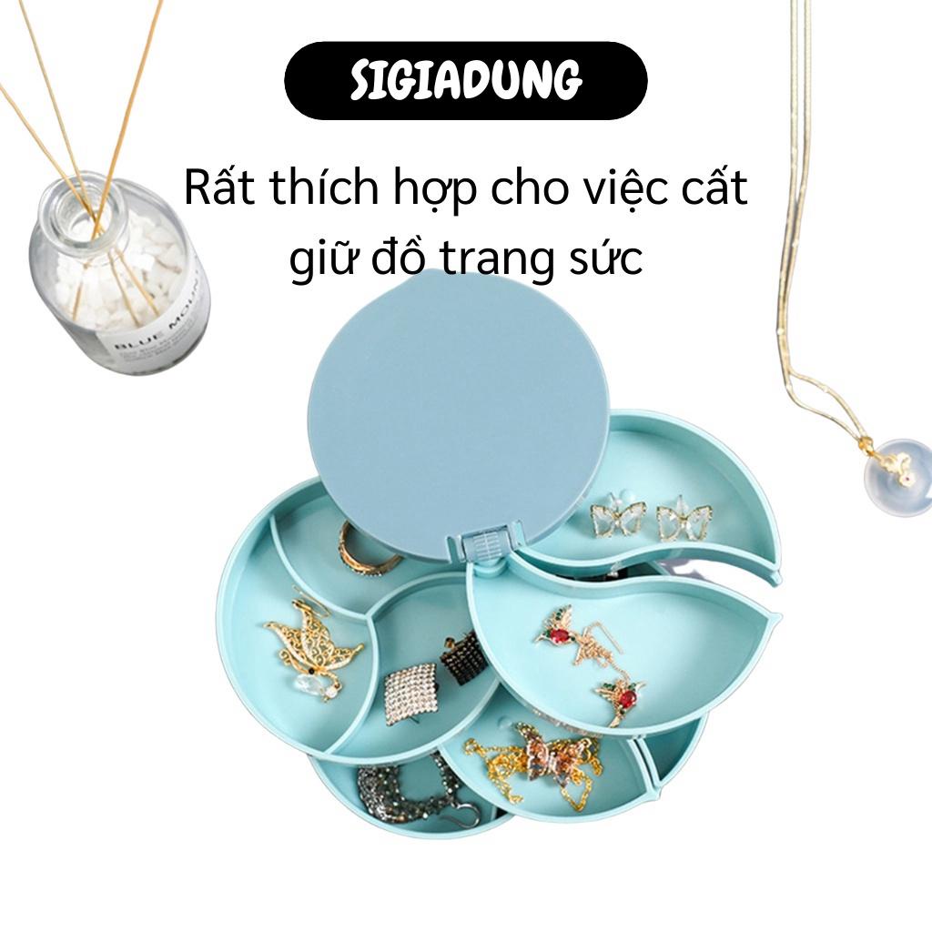 [SGD] Hộp Đựng Trang Sức - Hộp Đựng Nữ Trang 4 Tầng, Có Gương, Xoay 360 Độ, Nhỏ Gọn 9707