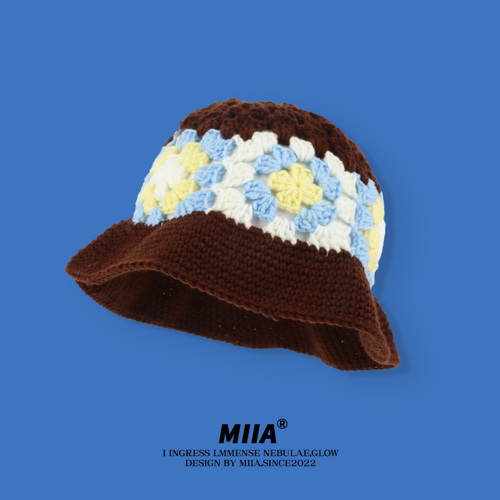 Nón Tai Bèo Đan Len Thoáng Khí Màu Sắc Tương Phản Phong Cách Hàn Quốc