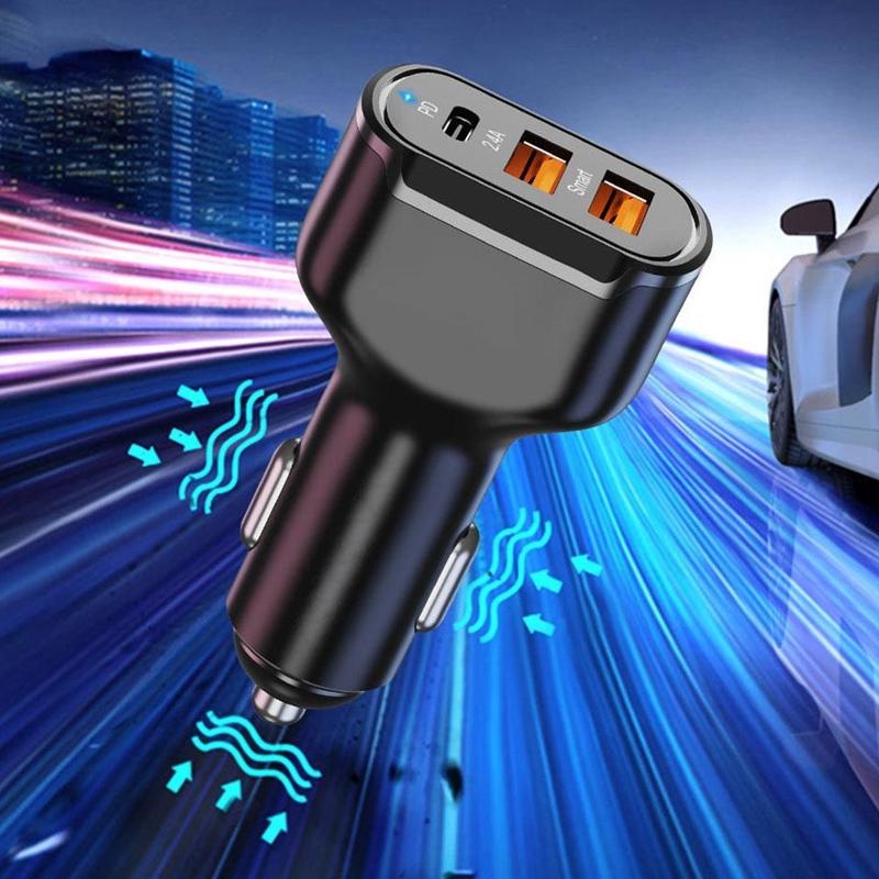 Tẩu Sạc Điện Thoại Ba Cổng USB 30W PD 2.4A Cho Xe Hơi