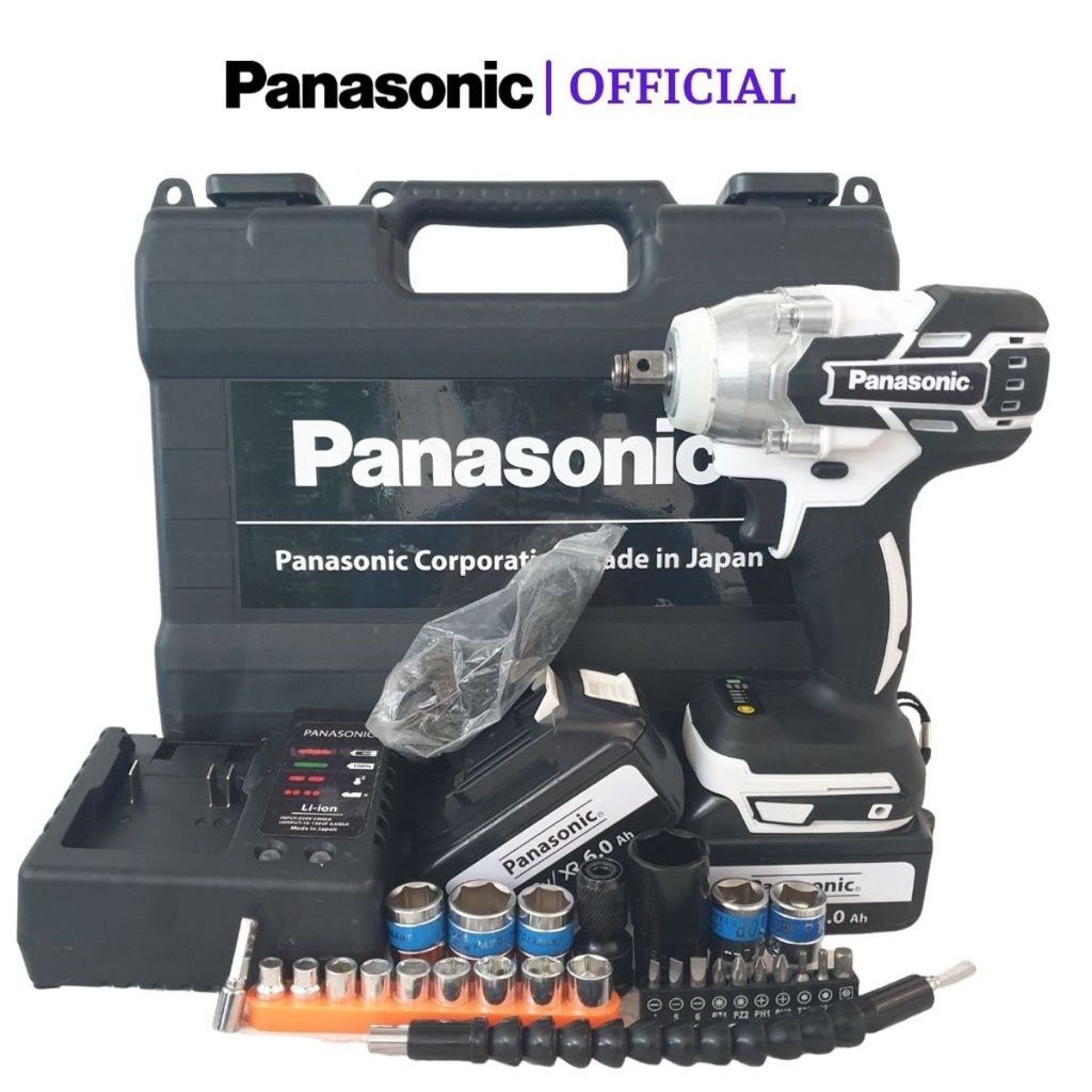 Máy siết bulong Panasonic 199V  , Máy bắn bulong không chổi than tặng kèm 6 khẩu,1 chuyển vít và 21 pk