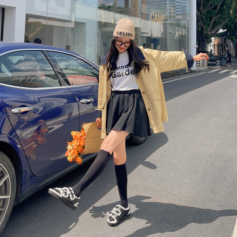 Giày sandal đế phẳng dày dặn lót lông cừu thời trang Hàn Quốc 2022 dành cho nữ tùy chọn màu sắc