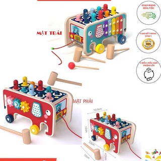 Đập chuột kết hợp đàn và tìm đường đa năng hình sư tử, HÌNH VOI- Đồ chơi gỗ cho bé