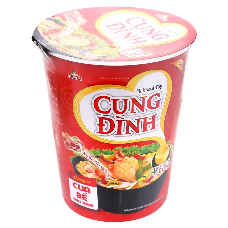 Mì ly khoai tây Cung Đình tôm chua cay / gà hầm / thịt hầm nấm / cua bể rau răm / sườn hầm ngũ quả ly 65g