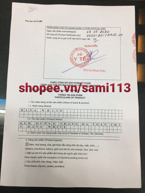 Kem dưỡng body toàn thân Hana White hủ VIP