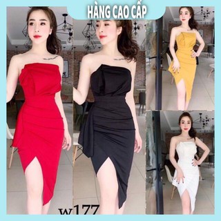 Đầm Nữ - Đầm cúp ngực xẻ tà nhúng bèo kèm mút (HÀNG SIÊU ĐẸP)