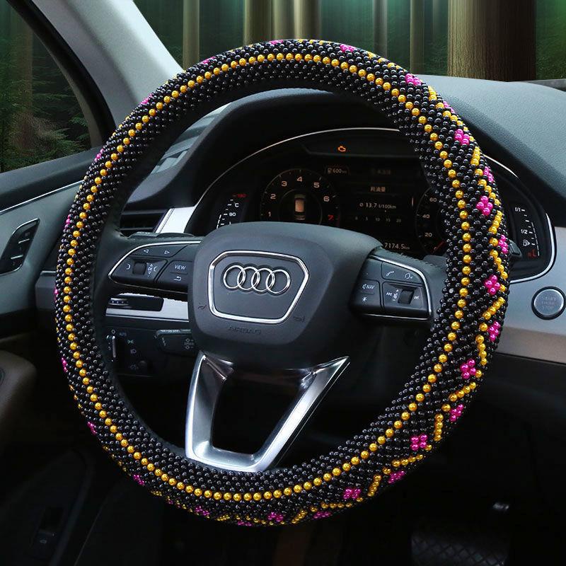 Vỏ Bọc Vô Lăng Bốn Mùa Đính Hạt Gỗ Thông Dụng Không Trượt Thoáng Khí Cho Xe Hơi