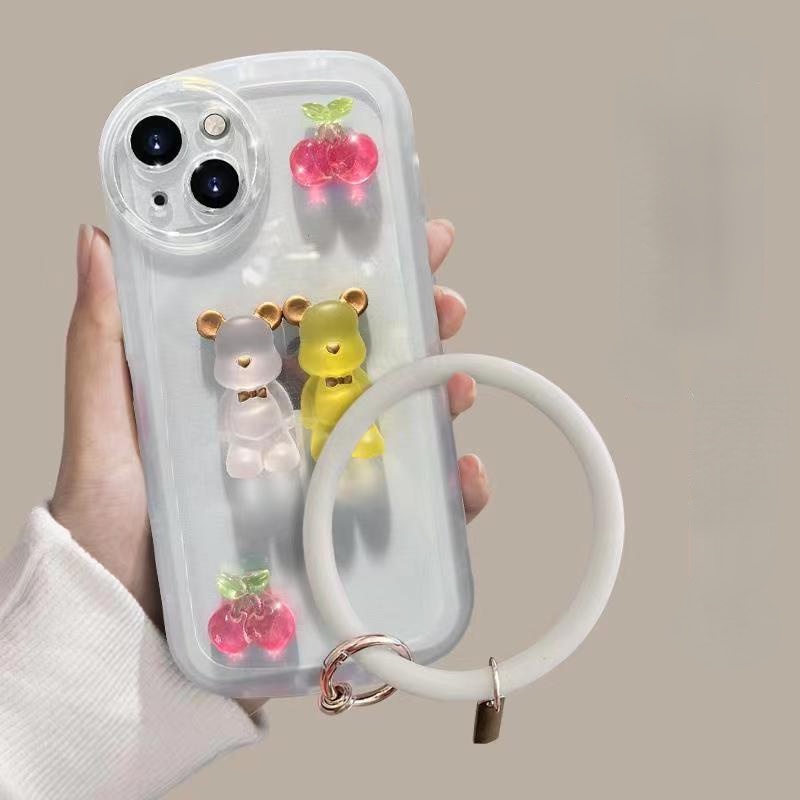 Ốp Điện Thoại Màu Kẹo Thạch Sang Trọng Có Dây Đeo Cổ Tay Cho 7G 8G SE 2020 7P 8P 13 12 11 Pro Max XS Max XR X XS