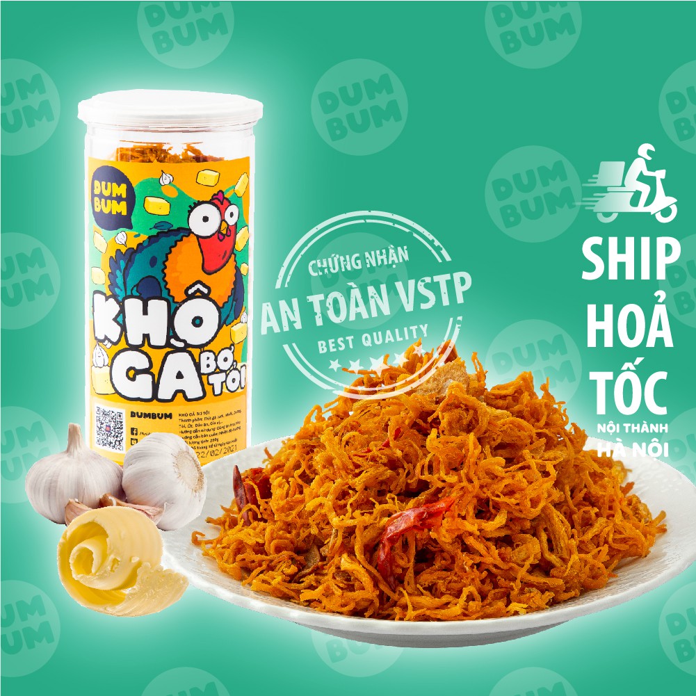 { SALE221 }  Khô gà bơ tỏi, khô gà xé 280g DumBum, (cay vừa), đồ ăn vặt Hà Nội, vừa ngon vừ