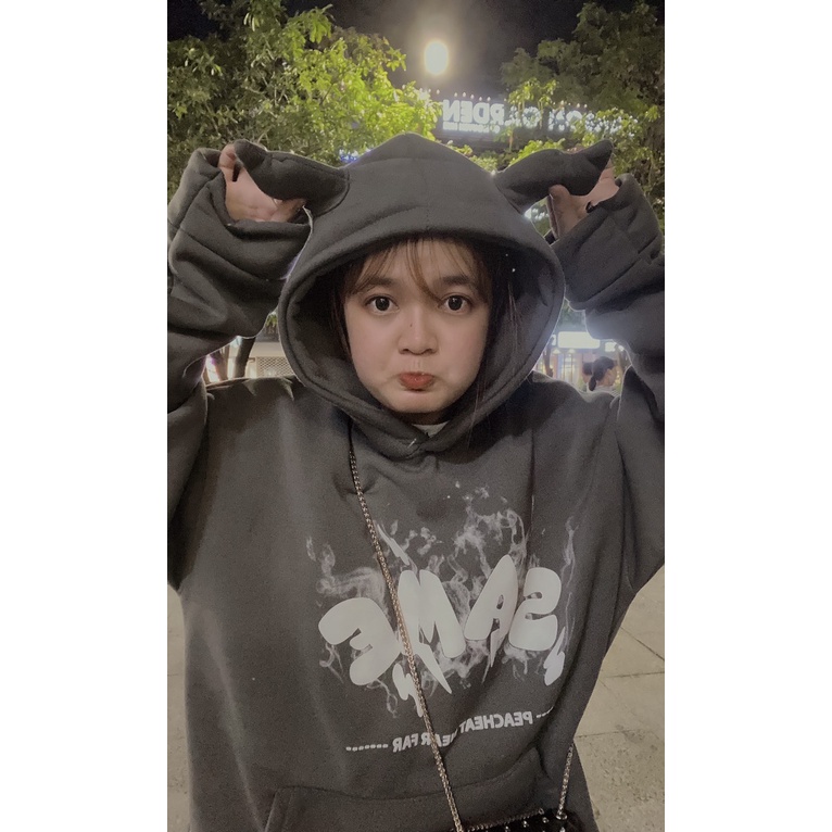 ÁO HOODIE UNISEX CHỮ `SAME` NẶNG GẦN 1KG CÓ NÓN CÓ SỪNG HÀNG CAO CẤP