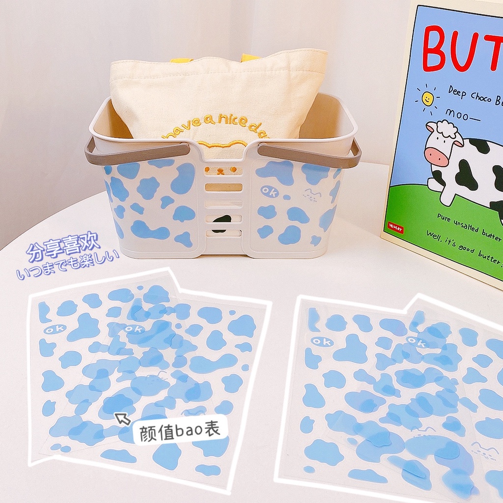 Sticker Trong Suốt Chống Thấm Nước Họa Tiết Bò Sữa
