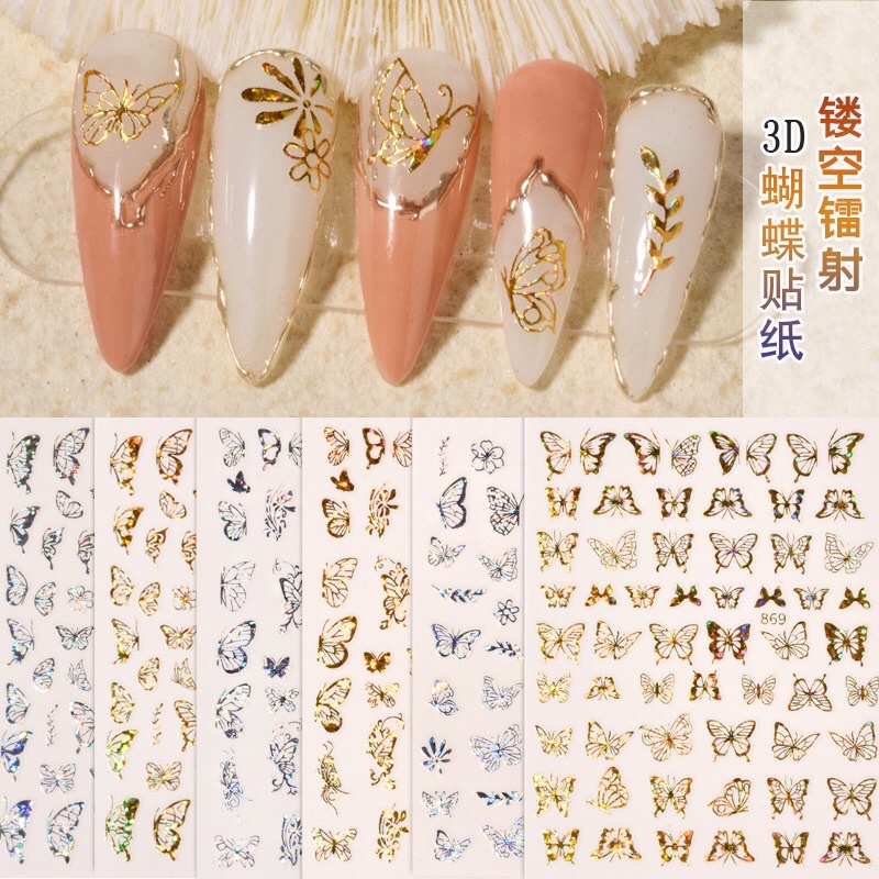 Vỉ 180 sticker dán móng tráng gương siêu xinh cho bạn gái