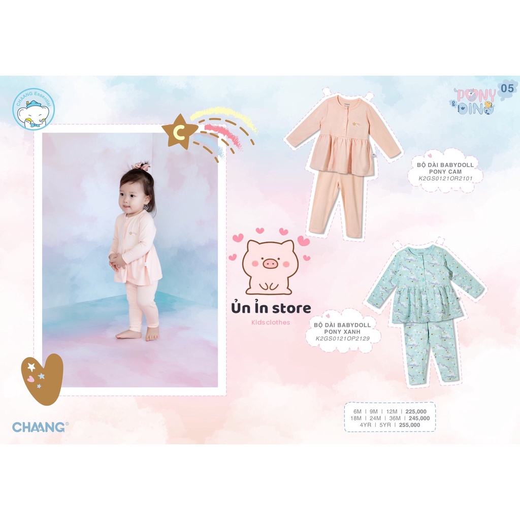 Chaang Bộ dài Babydoll cho bé gái Pony &amp;Dino