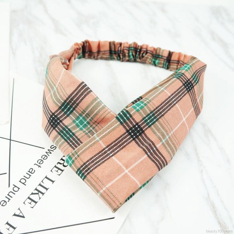 ✿beauty✿ Simple Beautiful Plaid Print Headband Korean Style Fashion New Women's Cross Hair Band