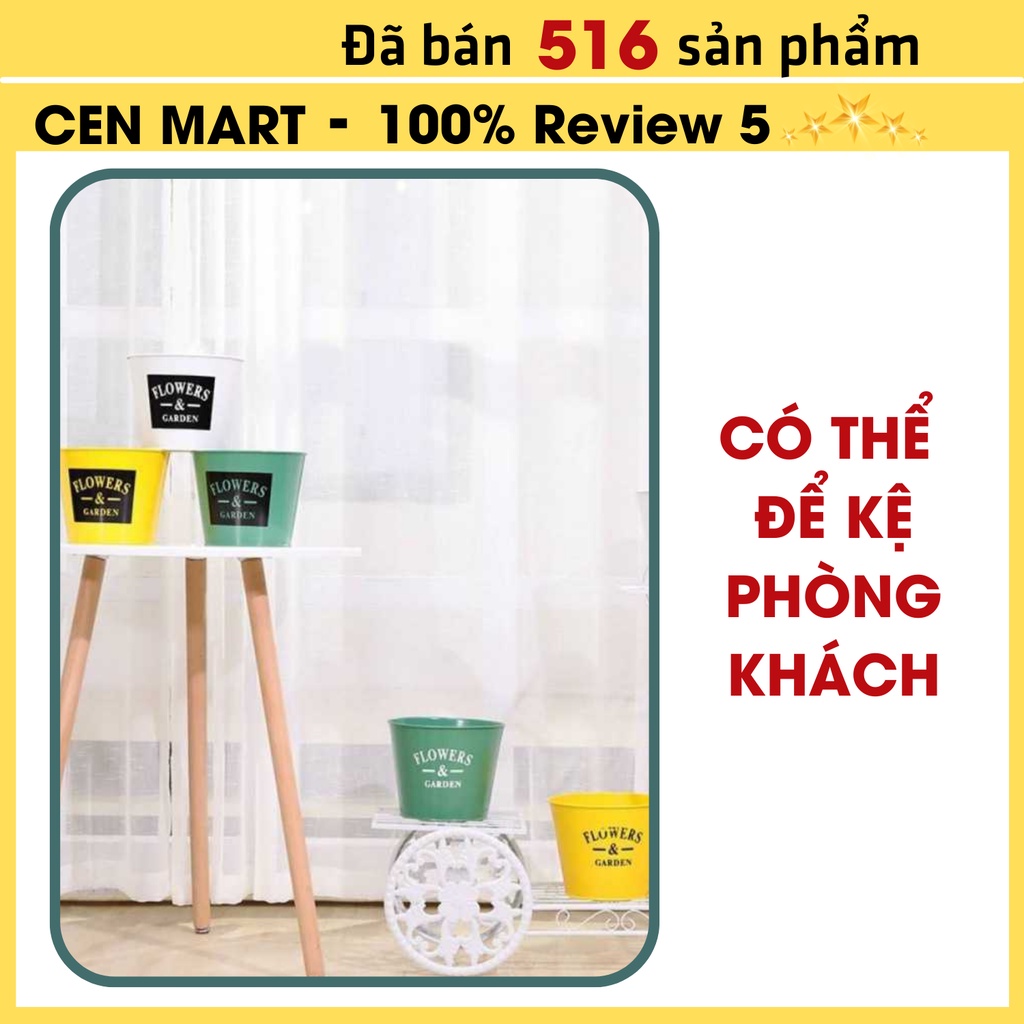 Chậu Cây Kim Loại Thiếc Cen Mart Chậu Trồng Cây , Hoa Kiểng Sơn Tĩnh Điện , Chống Han Gỉ- Siêu Bền- Rất Tốt Cho Cây
