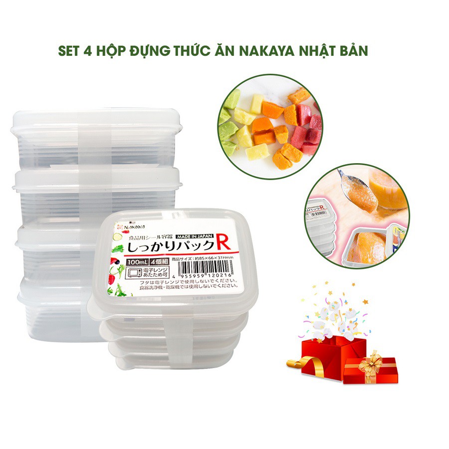 Set 4 hộp đựng đồ ăn dặm cho bé- hàng nội địa Nhật, an toàn cho bé