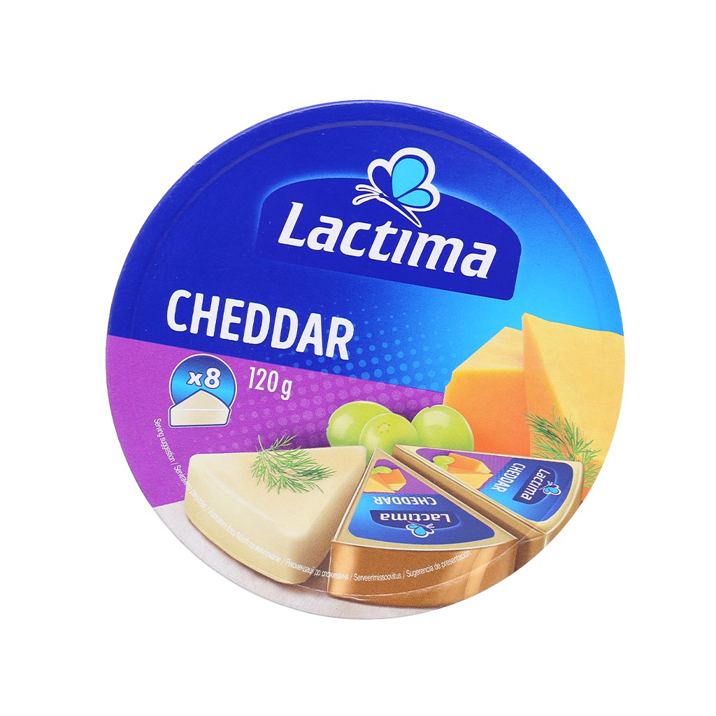 Hộp 8 miếng Phô mai Lactima Cheddar 120g