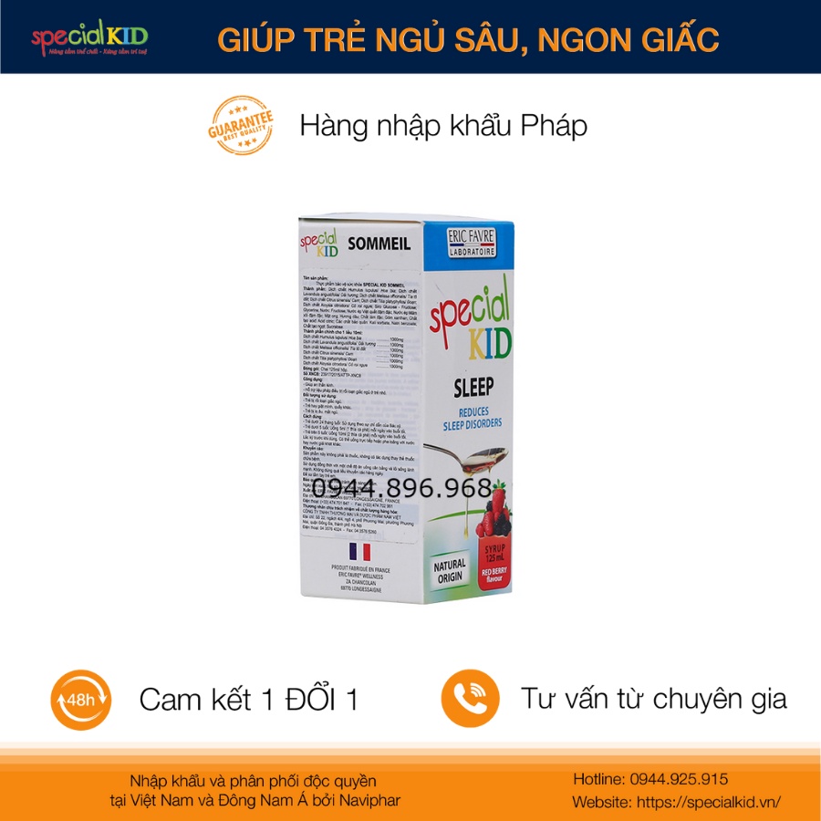 Siro ngủ ngon, giúp trẻ ngủ ngon giấc. hỗ trợ an thần kinh - Special Kid Sommeil - Nhập khẩu Pháp (125ml)