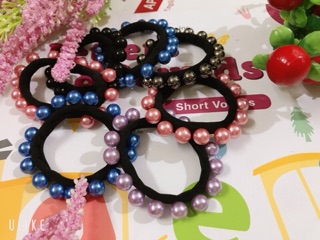 Set 2 cột tóc hạt châu nhiều màu -  sang chảnh