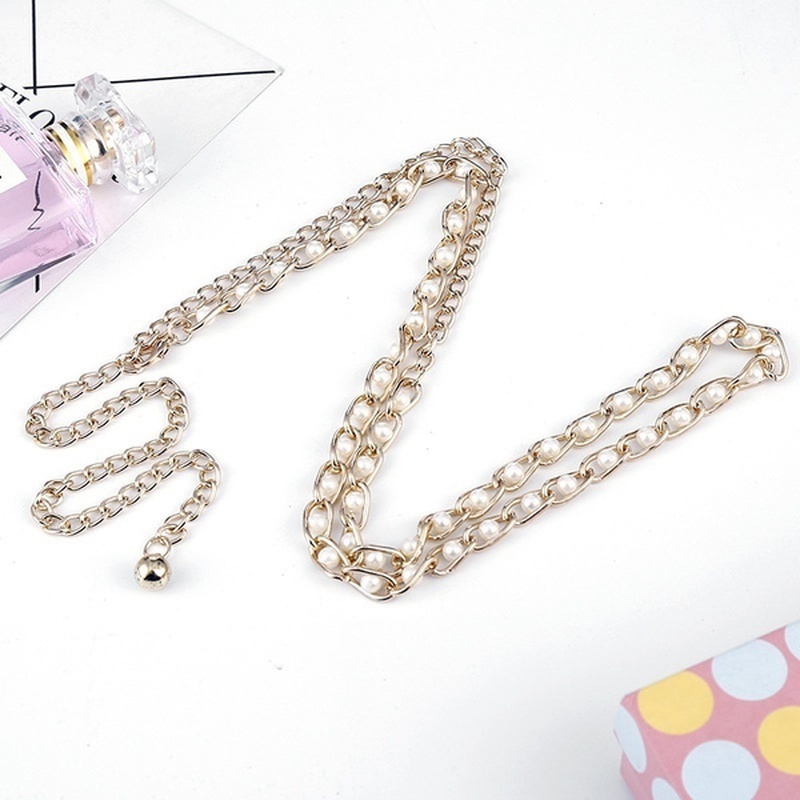 Thắt lưng đính ngọc trai nhân tạo co giãn thời trang dành cho nữ