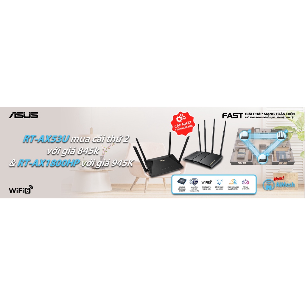 Router Wi-Fi 6 Xuyên Tường Gigabit AX1800 RT-AX1800HP | BigBuy360 - bigbuy360.vn
