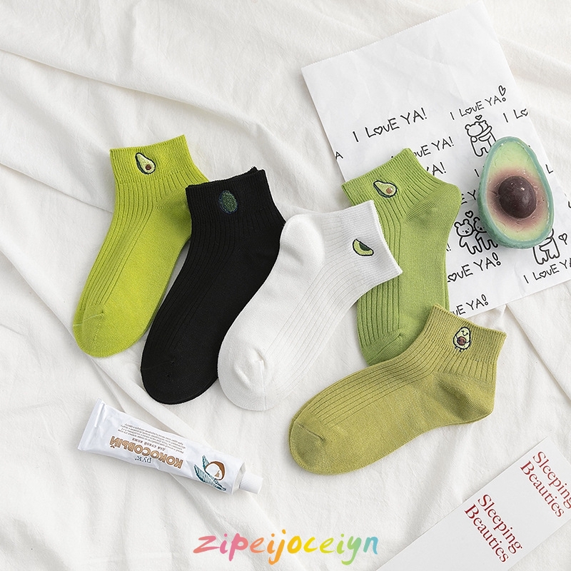 Vớ cổ thấp in họa tiết quả bơ xanh xinh xắn dễ thương về 4 màu như hình