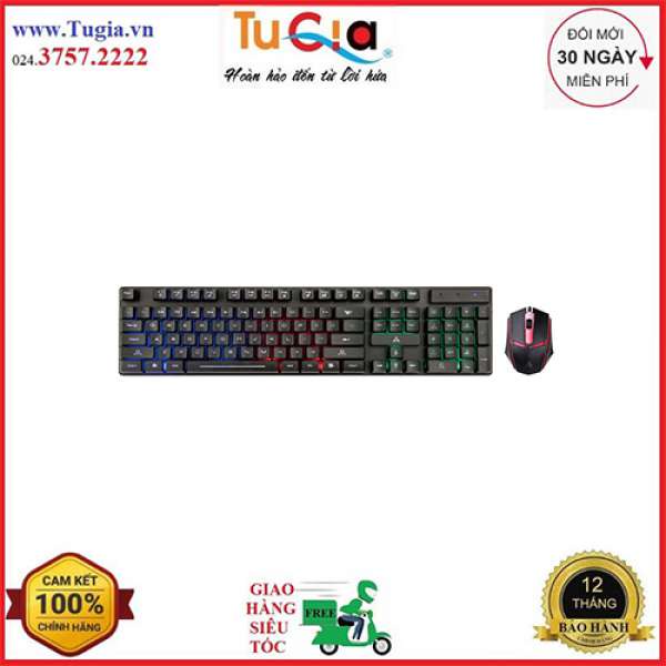 Bộ Bàn phím chuột giả cơ gaming có dây Golden Field KM032 Rainbow đen