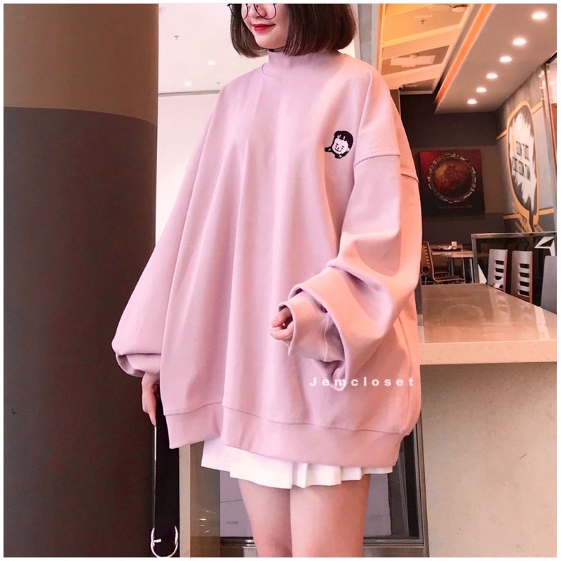 [RẺ VÔ ĐỊCH] Áo nỉ cổ lọ in cô bé dáng rộng | BigBuy360 - bigbuy360.vn